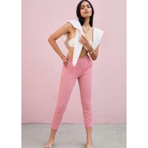 Cartolina Nantucket Pants - Cartolina Nantucket The Diana Red Gingham Check Pants Capri New M